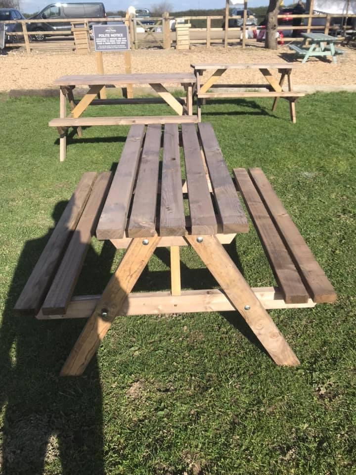 Pressure treated picnic bench screwed and bolted construction